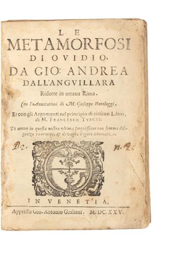 OVIDIUS NASO, PUBLIUS.  Le Metamorfosi.  1625